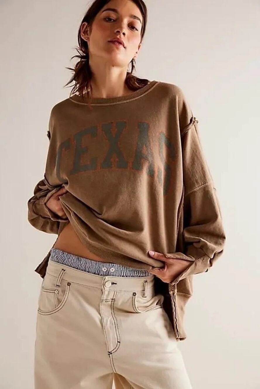 We The Free Graphic Camden Pullover "Texas"by free people Medium